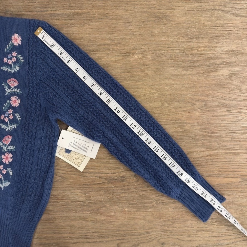 VTG Susan Bristol 100% Wool Crew Neck Sweater-Hand Embroidered Floral-Sz 36(4-6) - Picture 13 of 15